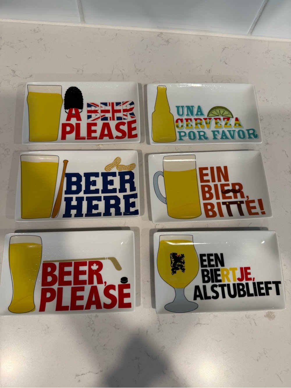 CRATE & BARREL set of 6 Beer Platters